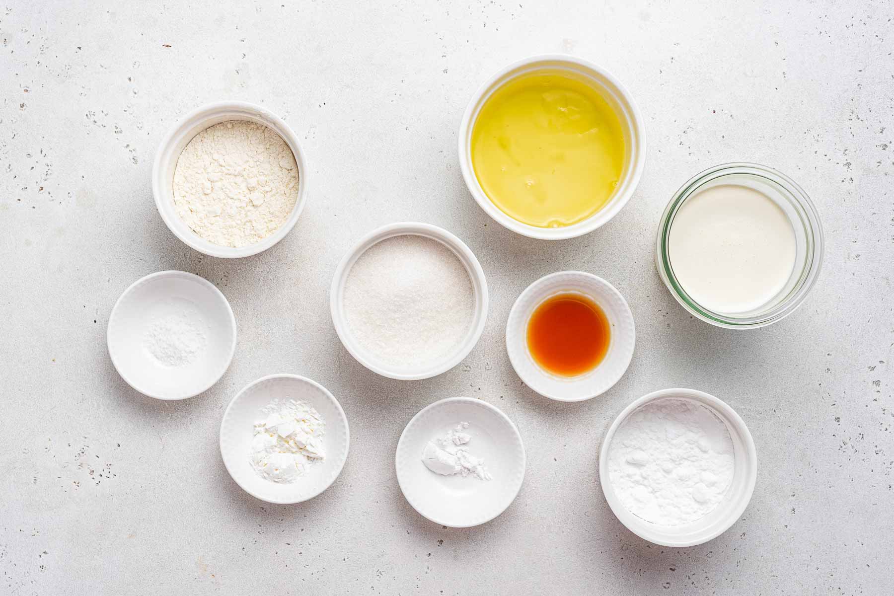 Ingredients for angel food cupcakes.