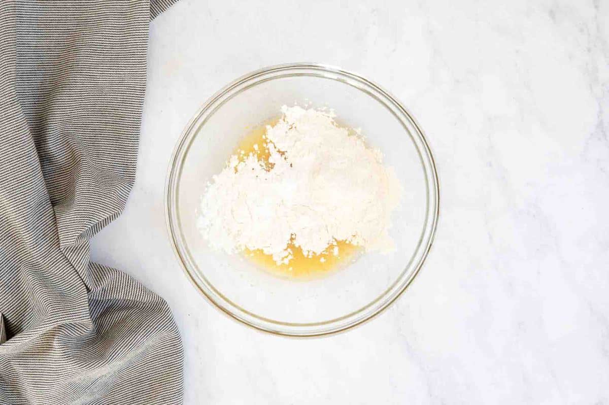 Wet and dry cupcake batter ingredients combined.