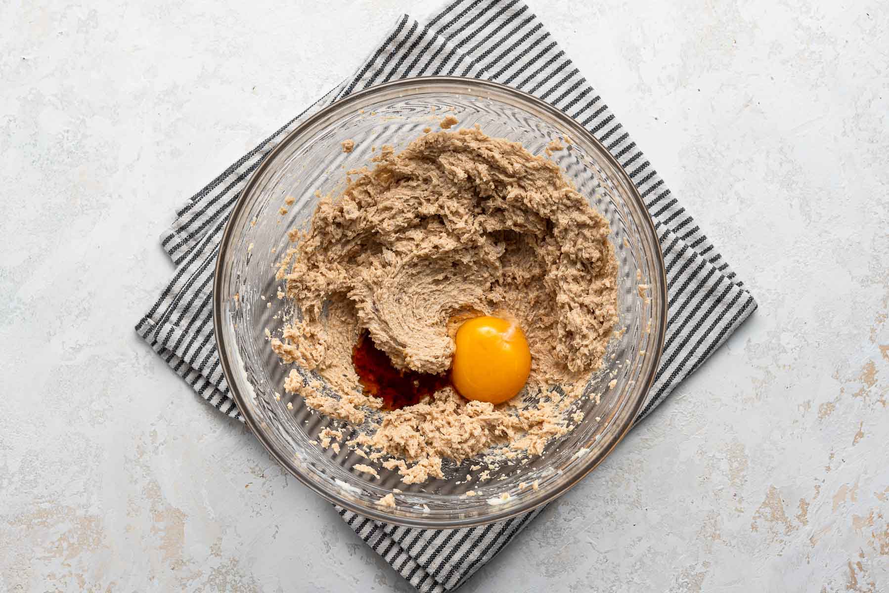 Egg yolk and vanilla in cookie dough.