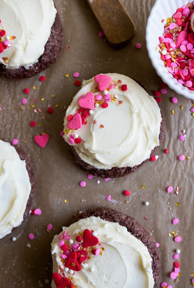 Chocolate Sugar Cookie Recipe. Small batch chocolate sugar cookies with frosting