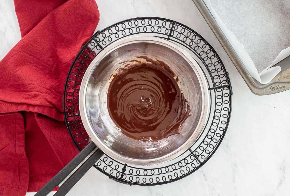 melted semisweet chocolate in a bowl