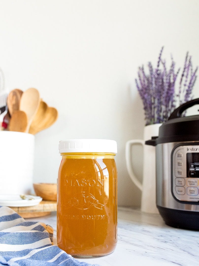 Instant Pot Chicken stock: instant pot chicken recipes. Pressure cooker chicken stock. Instant Pot mini recipes for two. Small batch Instant Pot recipe for Chicken Broth