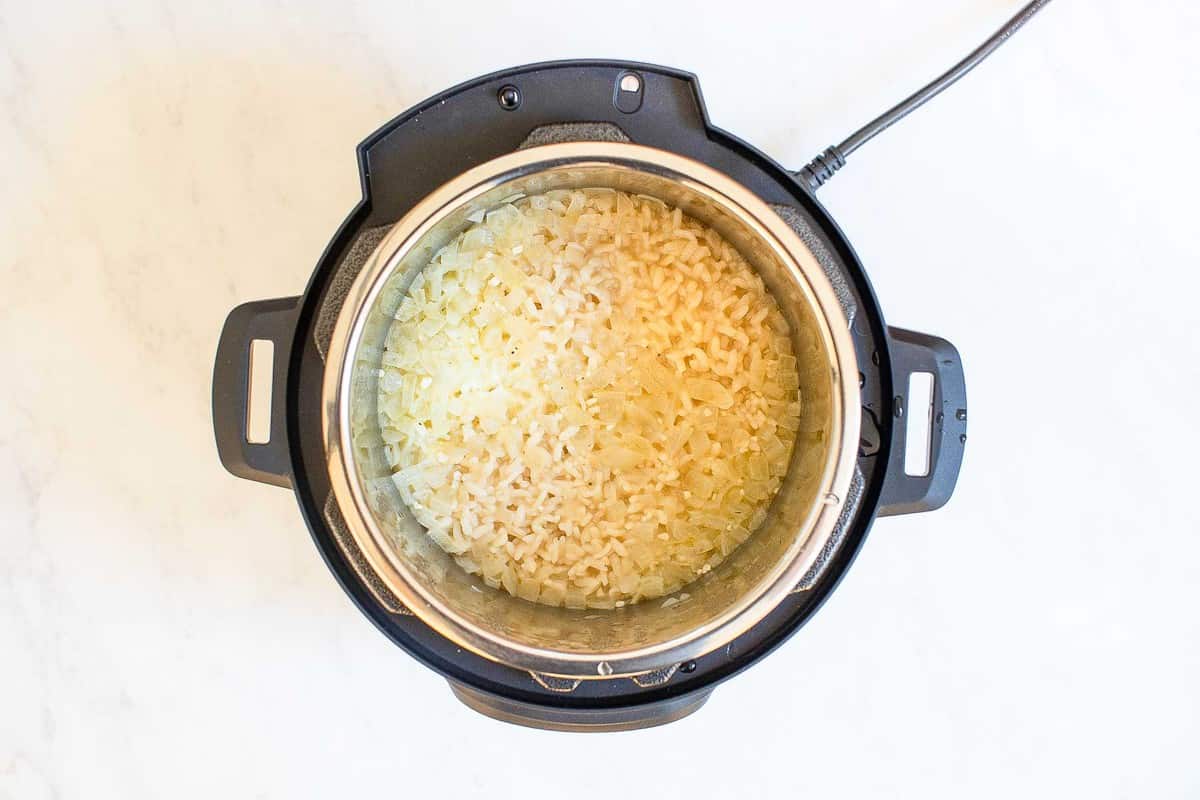 instant pot with rice inside