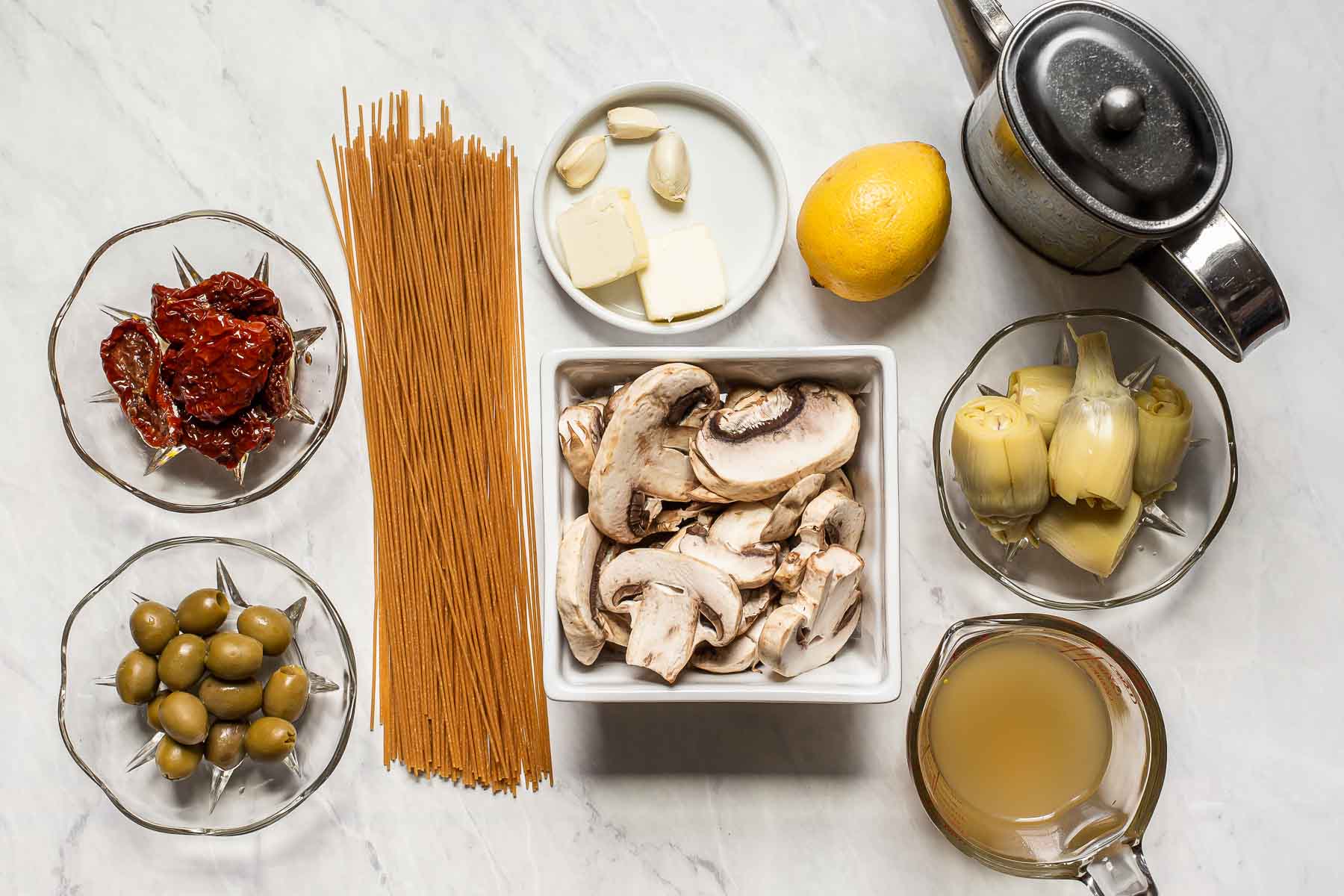 Ingredients for Mediterranean Pasta.