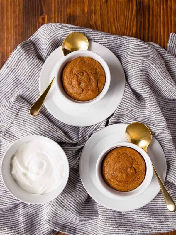 Pumpkin Cakes in Ramekins. Small batch pumpkin cakes for two
