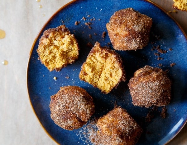 Baked pumpkin donut holes, small batch