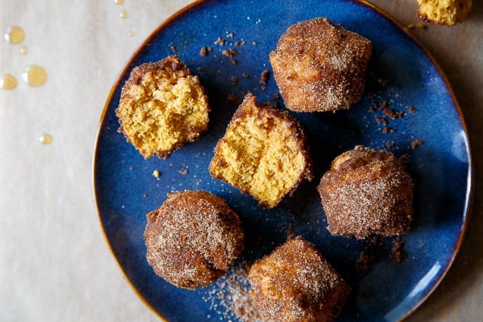 Baked pumpkin donut holes, small batch