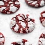 Red velvet crinkle cookies horizontal image.