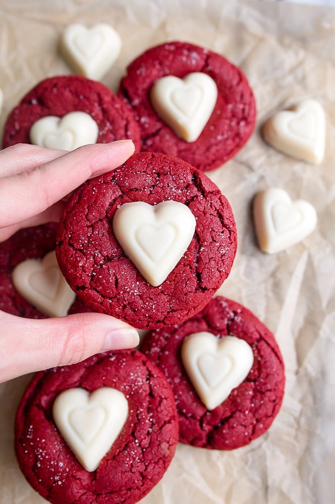 Small batch cookies Dessert for Two: Red Velvet Sugar Cookies with Hearts
