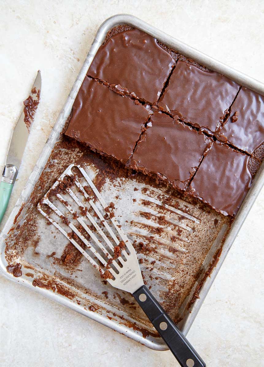 Quarter Sheet Cake, scaled down Texas Chocolate Sheet Cake