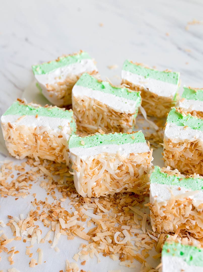 Toasted Coconut Marshmallows with Lime Layer (small batch marshmallows)